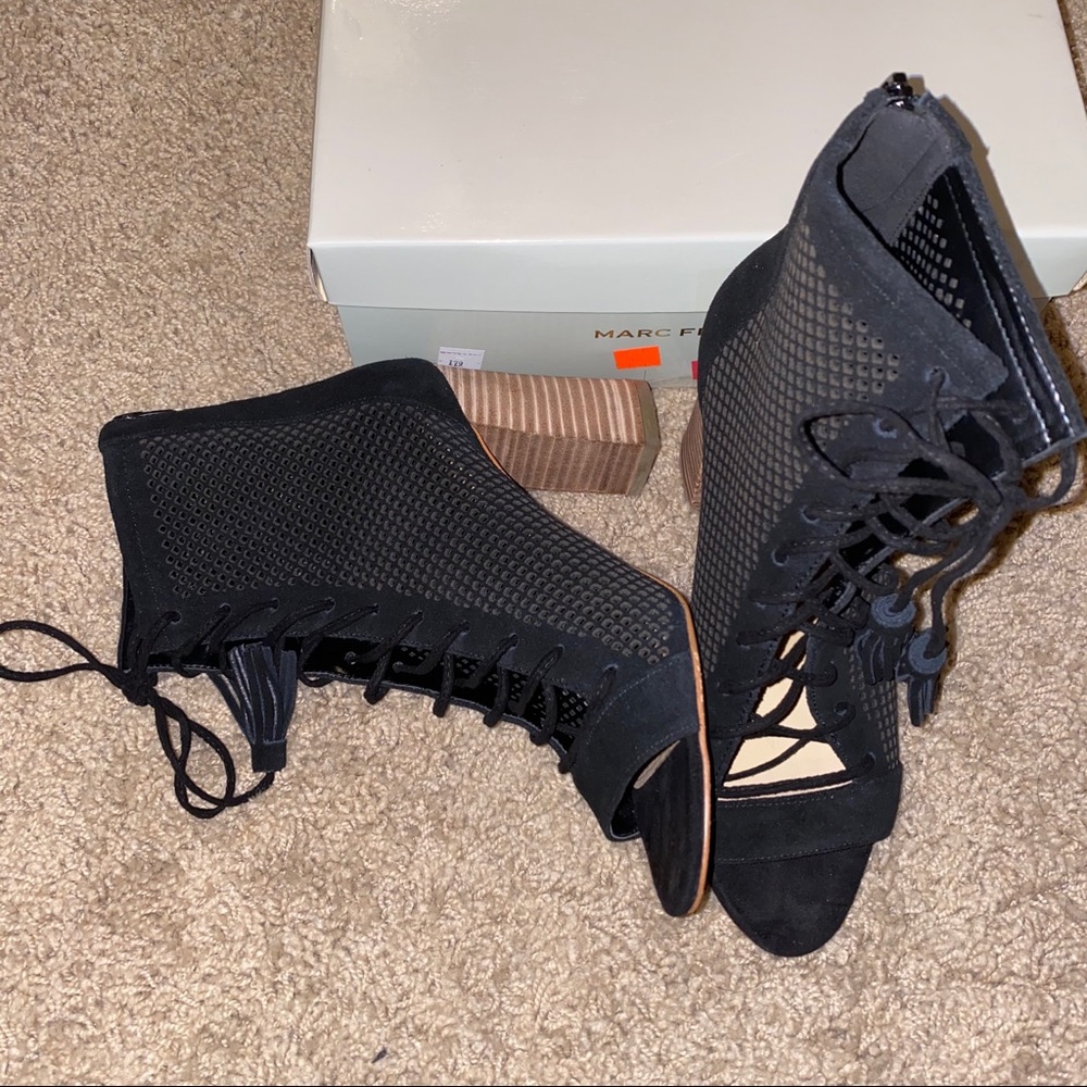 Suede Lace Up Heeled Booties - Picture 5 of 5